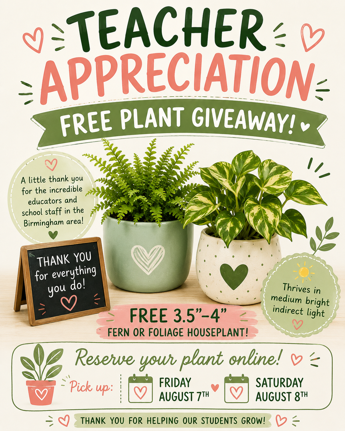 Andy’s Garden Center Hosts Free Plant Giveaway for Birmingham-Area School Employees to Kick Off the New School Year
